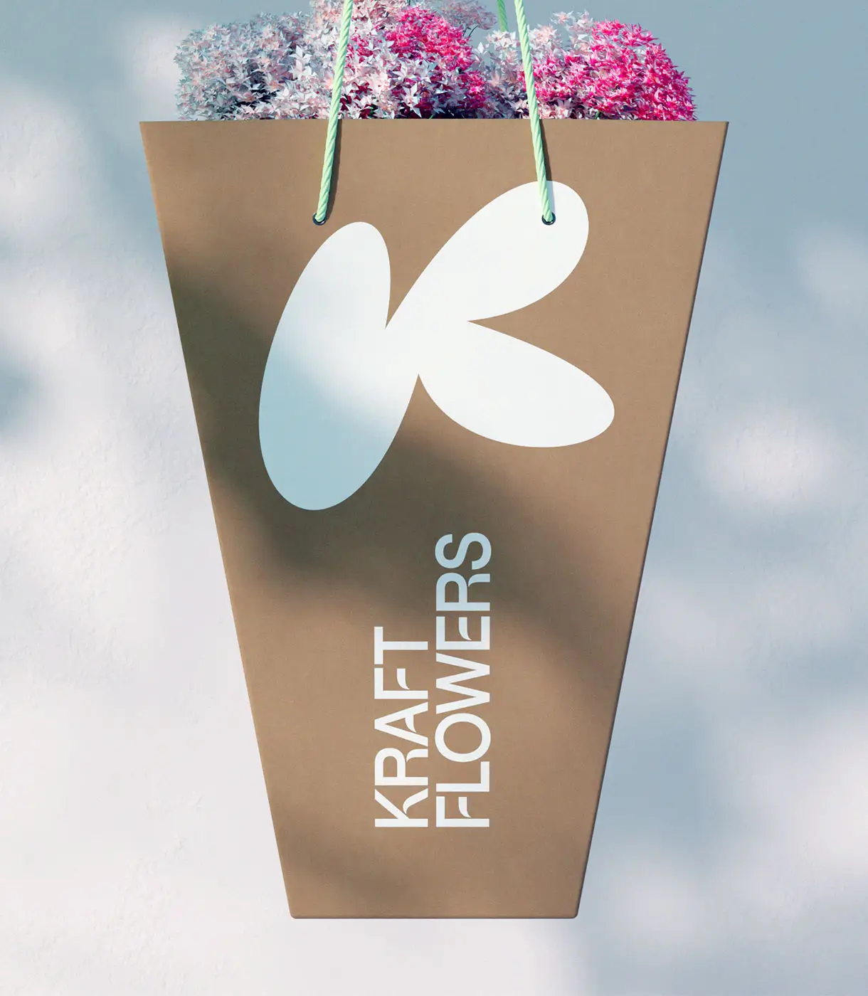 Фирменный бумажный пакет для букетов Kraft Flowers