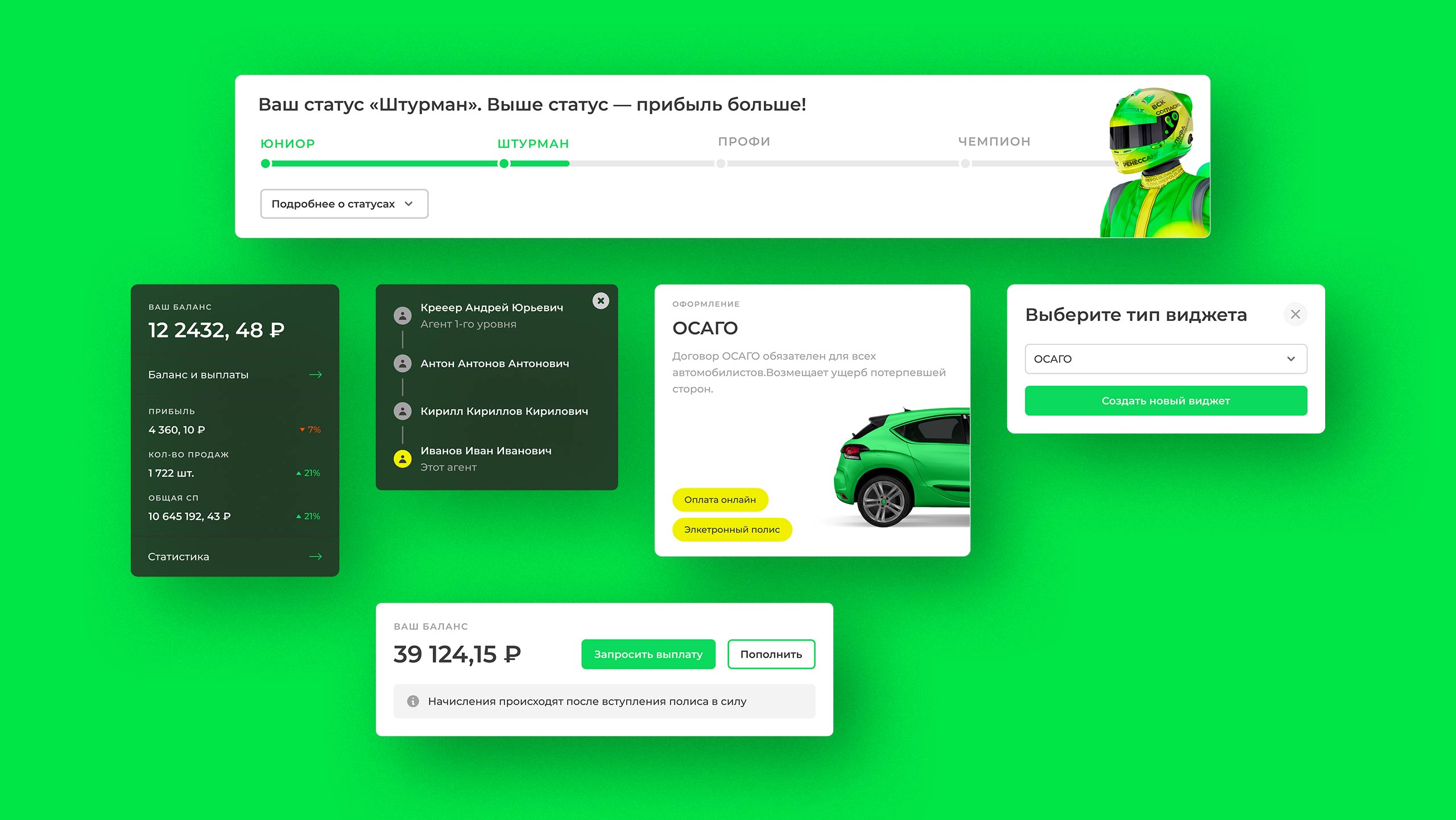 Элементы интерфейса кабинета Полис.онлайн, UX/UI дизайн